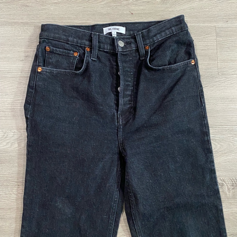Re/Done High Rise Black Women's Jeans COMFORT STRETCH HIGH RISE STOVE‎ PIPE 27 - Picture 3 of 8